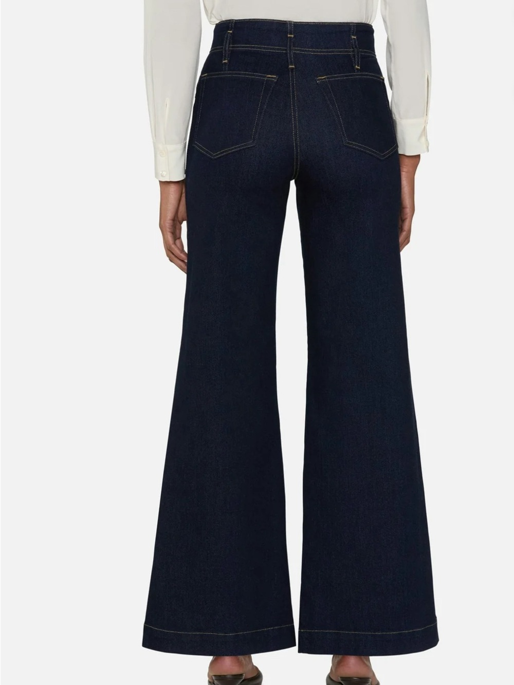 Frame The Seamed Wide Leg Trouser Dark Wash Jean in Rinse Size: 25 - Picture 2 of 2